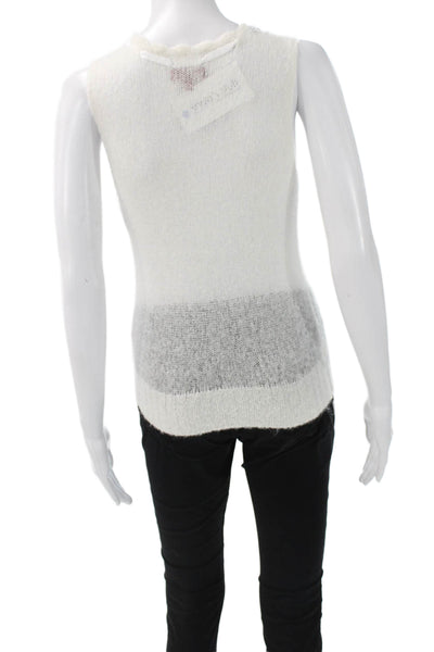 Staud Womens Sweater Vest White Alpaca Round Neck Sleeveless Pullover Size S