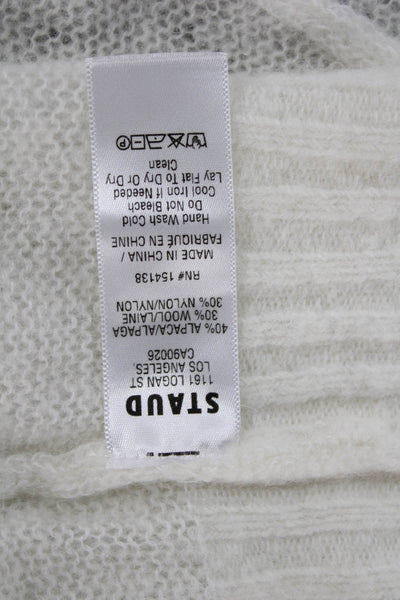 Staud Womens Sweater Vest White Alpaca Round Neck Sleeveless Pullover Size S