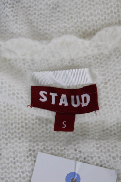 Staud Womens Sweater Vest White Alpaca Round Neck Sleeveless Pullover Size S