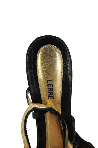 Lerre Womens Stiletto Crystal Satin Strappy Slingback Sandals Black Size 37.5