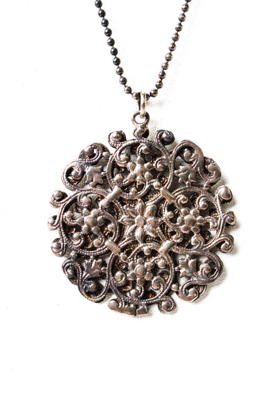 Yoyo32 Womens 925 Silver + 9K Gold Accent Kabbalah Pendant Necklace 28" 32g
