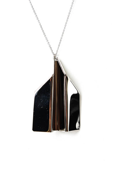 Rabanne Womens Silver Tone Paper Plane Pendant Necklace 25"