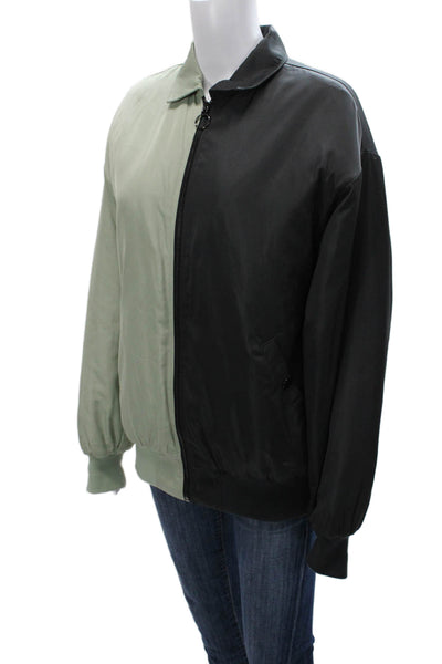 Adika Women Bomber Jacket Black Long Sleeve Zip Polyester Size XS
