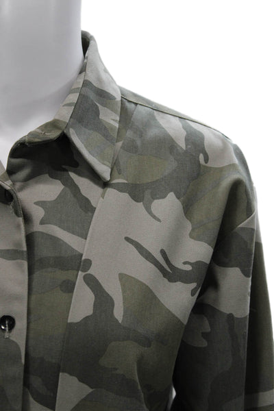 Kimberly Taylor Womens Collared Button Up Camo Green Cotton Long Sleeve Size M