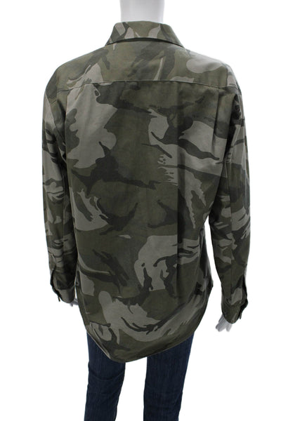 Kimberly Taylor Womens Collared Button Up Camo Green Cotton Long Sleeve Size M