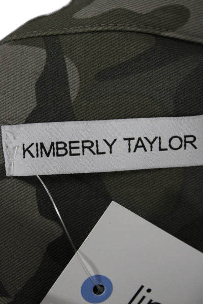 Kimberly Taylor Womens Collared Button Up Camo Green Cotton Long Sleeve Size M