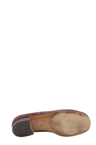 Harel Womens Suede Lizard Skin Cap Toe Slide On Flats Red Size 36 6