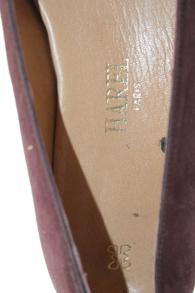 Harel Womens Suede Lizard Skin Cap Toe Slide On Flats Red Size 36 6