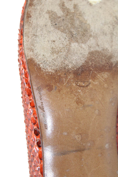 Harel Womens Snakeskin Slide On Cap Toe Flats Orange Size 36 6