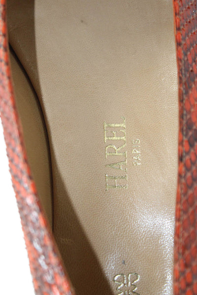 Harel Womens Snakeskin Slide On Cap Toe Flats Orange Size 36 6