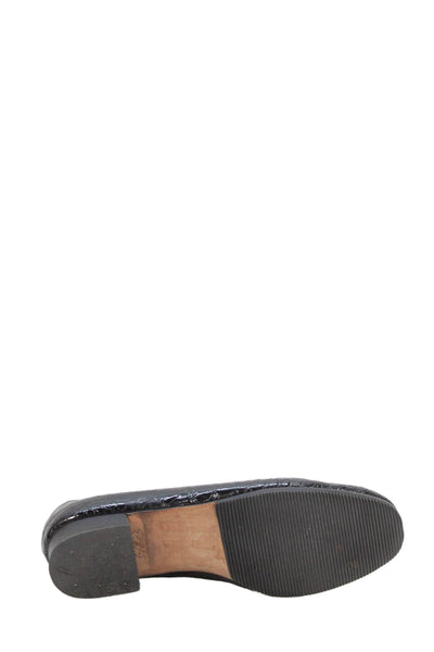 Maylin Womens Crocodile Skin Slide On Flats Black Size 36 6