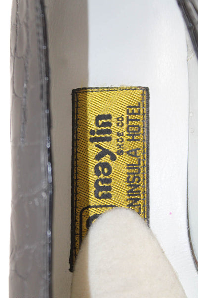 Maylin Womens Crocodile Skin Slide On Flats Black Size 36 6