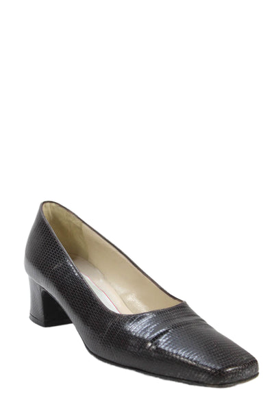 Warren Edwards Womens Lizard Print Square Toe Pumps Dark Brown Size 7