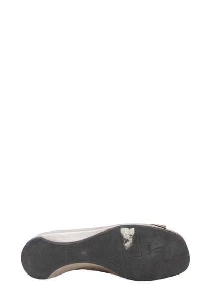 Thierry Rabotin Womens Leather Bow Knot Wedge Pumps Silver Size 6