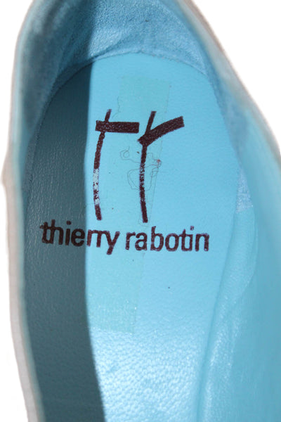 Thierry Rabotin Womens Leather Bow Knot Wedge Pumps Silver Size 6