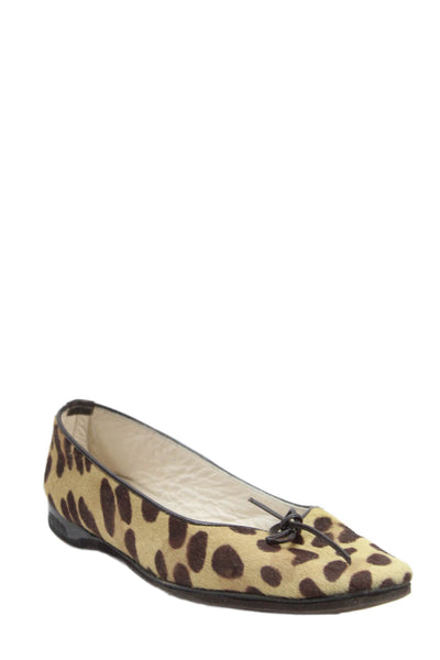 Emma Hope Womens Animal Print Slide On Ballet Flats Beige Brown Size 35.5 5.5