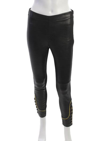 Pinko Womens Black Leather Ankle Leggings Size 2