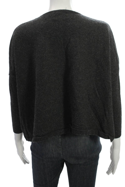 Cynthia Rowley Womens Pullover Sweater Gray Merino V Neck 3/4 Sleeve Size S