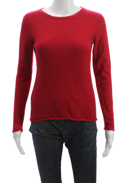 Ply Cashmere Womens Pullover Sweater Red Cashmere Round Neck Long Sleeve Size M