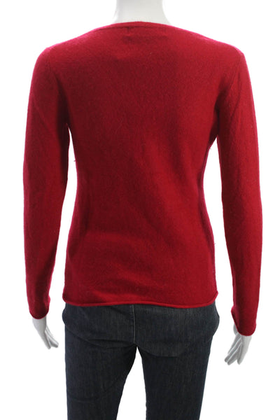 Ply Cashmere Womens Pullover Sweater Red Cashmere Round Neck Long Sleeve Size M