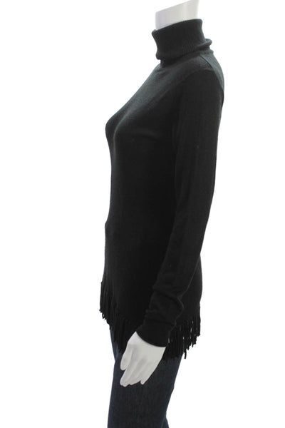 Bruno Manetti Women Black Turtleneck Pullover Sweater Long Sleeve Silk Size 46