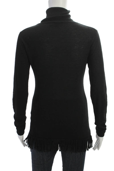 Bruno Manetti Women Black Turtleneck Pullover Sweater Long Sleeve Silk Size 46