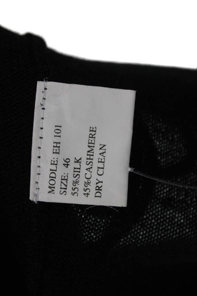 Bruno Manetti Women Black Turtleneck Pullover Sweater Long Sleeve Silk Size 46