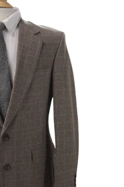 John Blair Womens Brown Plaid Wool Blend Blazer Size 40