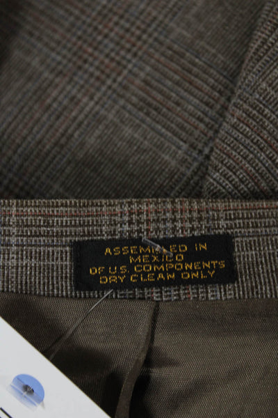 John Blair Womens Brown Plaid Wool Blend Blazer Size 40