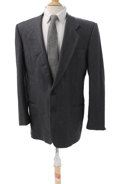 Saks Fifth Avenue Mens Gray Wool Pinstripe Blazer Size 42