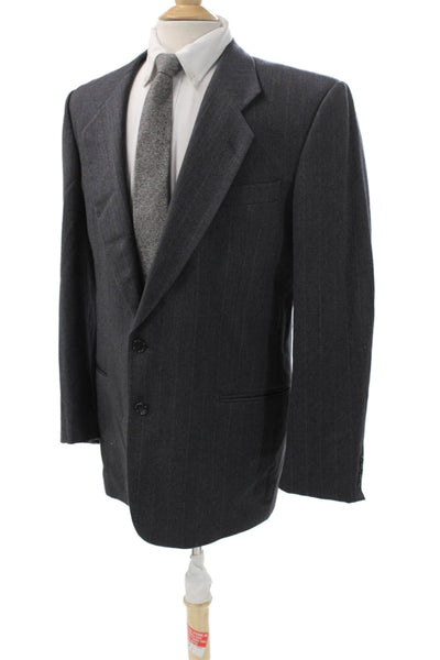 Saks Fifth Avenue Mens Gray Wool Pinstripe Blazer Size 42