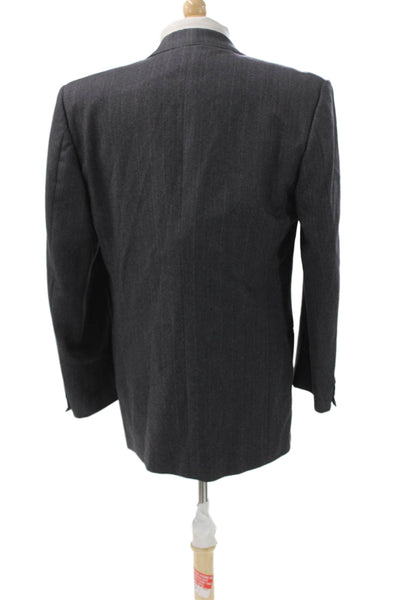 Saks Fifth Avenue Mens Gray Wool Pinstripe Blazer Size 42