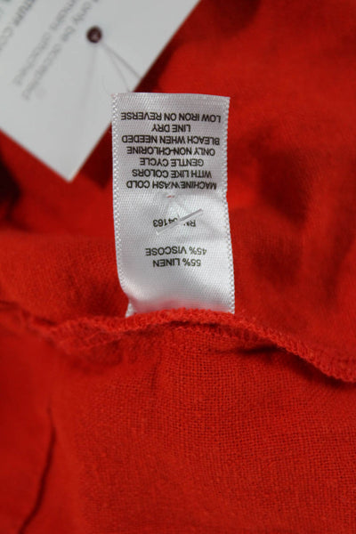 Marc New York Womens Collared Linen Blend Short Sleeve Solid Blouse Size M