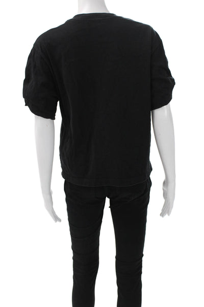 3.1 Phillip Lim Womens T-Shirt Black Cotton Short Sleeve Size M