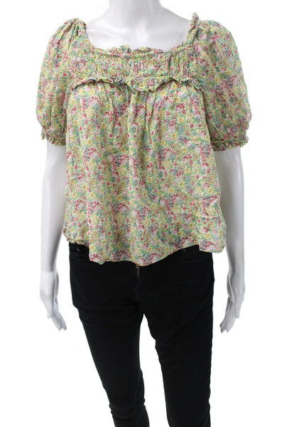 Elie Tahari Women Multicolor Floral Square Neck Blouse Size XS