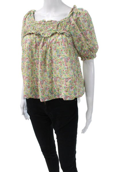 Elie Tahari Women Multicolor Floral Square Neck Blouse Size XS