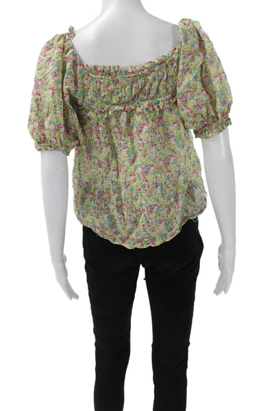 Elie Tahari Women Multicolor Floral Square Neck Blouse Size XS