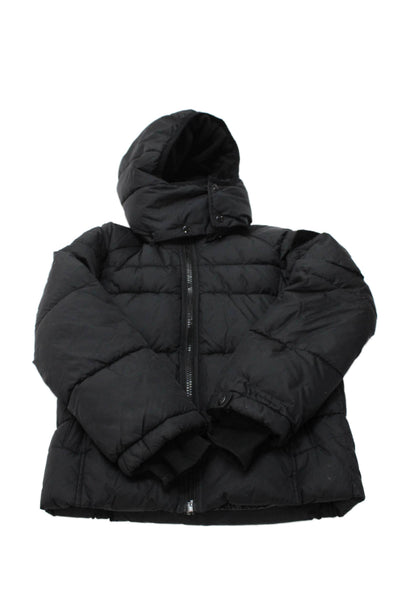 S13 NYC Girls Hooded Long Sleeve Zippered Puffer Jacket Black Size 14