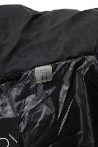 S13 NYC Girls Hooded Long Sleeve Zippered Puffer Jacket Black Size 14