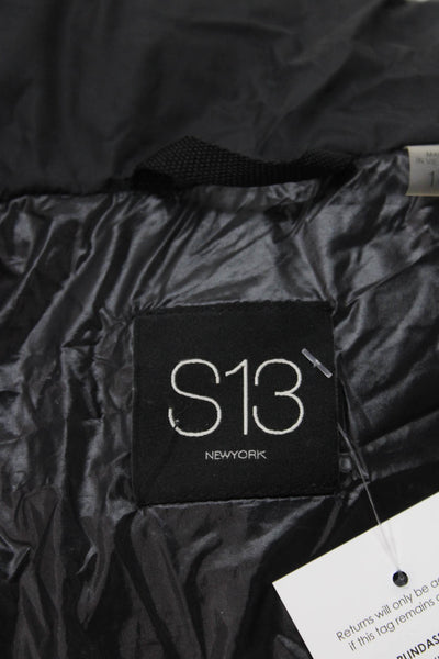 S13 NYC Girls Hooded Long Sleeve Zippered Puffer Jacket Black Size 14