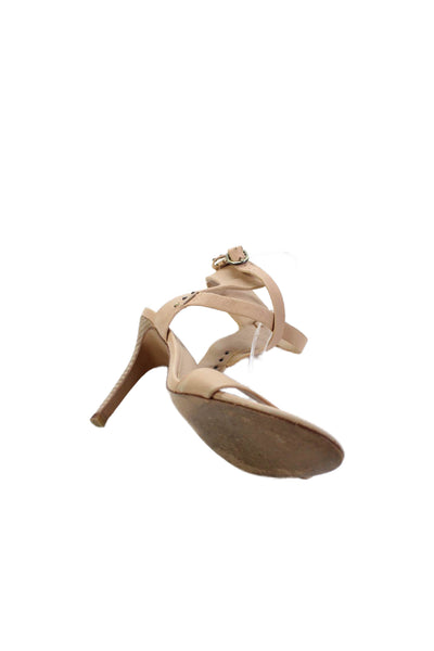 Joes Womens Leather Buckled Ankle Strap High Heeled Sandals Beige Size 8