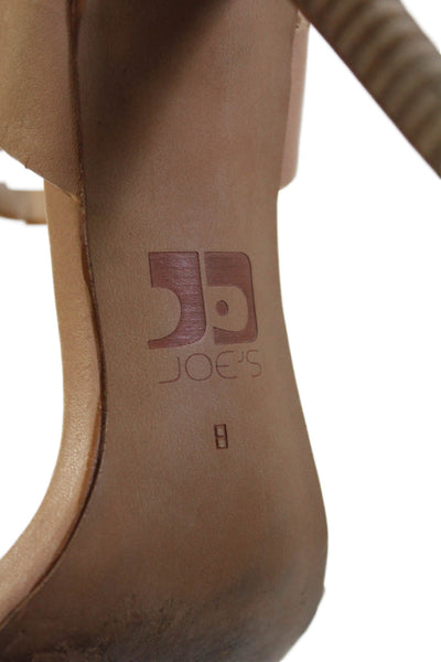 Joes Womens Leather Buckled Ankle Strap High Heeled Sandals Beige Size 8