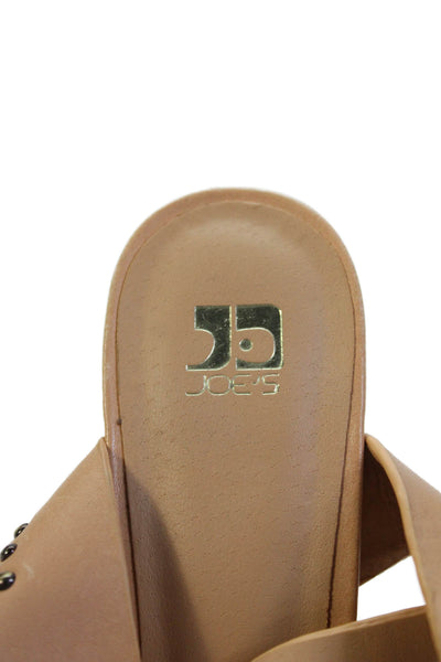 Joes Womens Leather Buckled Ankle Strap High Heeled Sandals Beige Size 8
