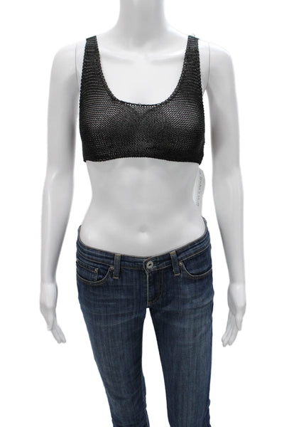 Bananhot Womens Crop Top Sleeveless Scoop Neck Polyester Solid Size M