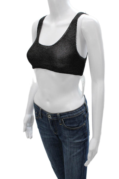 Bananhot Womens Crop Top Sleeveless Scoop Neck Polyester Solid Size M