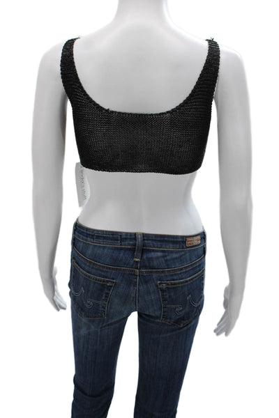 Bananhot Womens Crop Top Sleeveless Scoop Neck Polyester Solid Size M