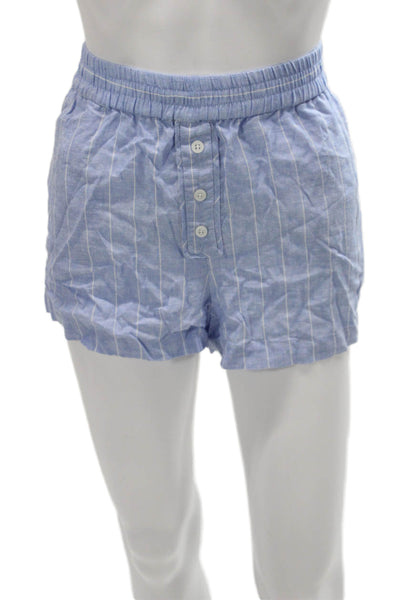 Zara Womens Casual Striped Viscose Blend Shorts Blue Size M