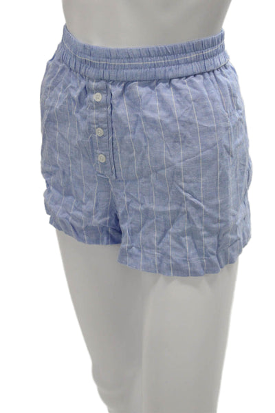 Zara Womens Casual Striped Viscose Blend Shorts Blue Size M