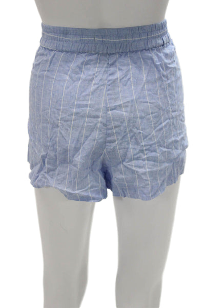 Zara Womens Casual Striped Viscose Blend Shorts Blue Size M