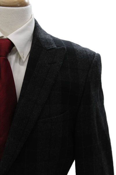 Pal Zileri Mens Blazer Gray Plaid Wool Button Size 52
